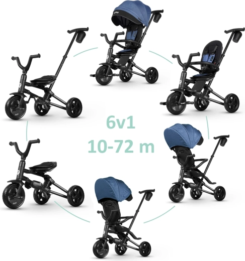 Triciclo pieghevole per bambini Qplay Nova Niello Blue 10–72 mesi