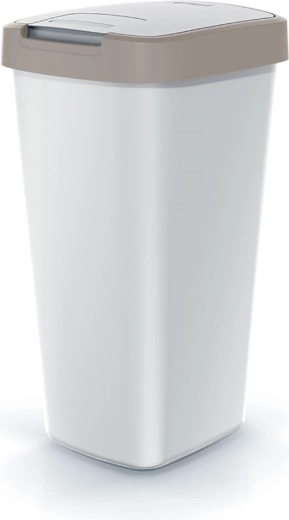 Pattumiera Compacta Q Flap 25 l grigio cenere con coperchio beige chiaro