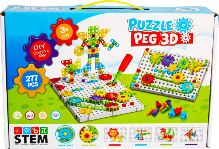 Costruzione creativa 3D Puzzle Peg con attrezzi (277 pezzi)