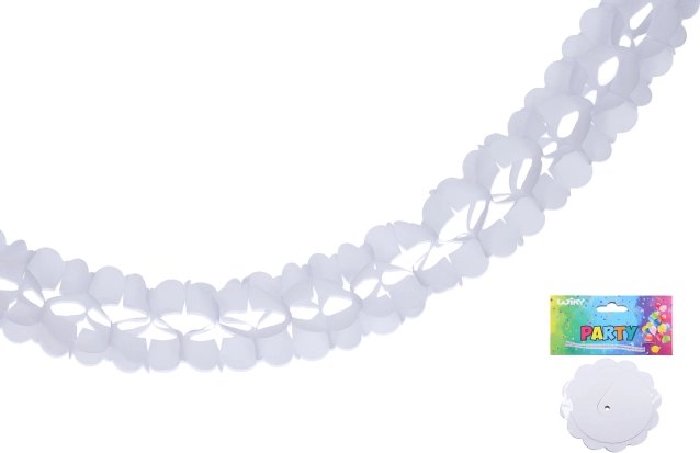 Ghirlanda di carta bianca 3,6 m