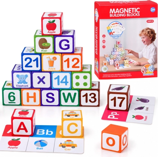 Cubetti magnetici educativi per imparare lettere, contare e leggere l'ora