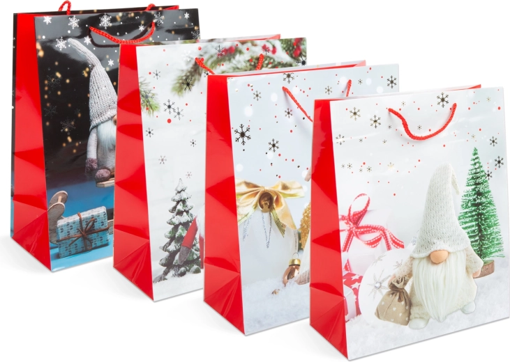 Sacchetto regalo natalizio in carta per bottiglia - 1 pezzo