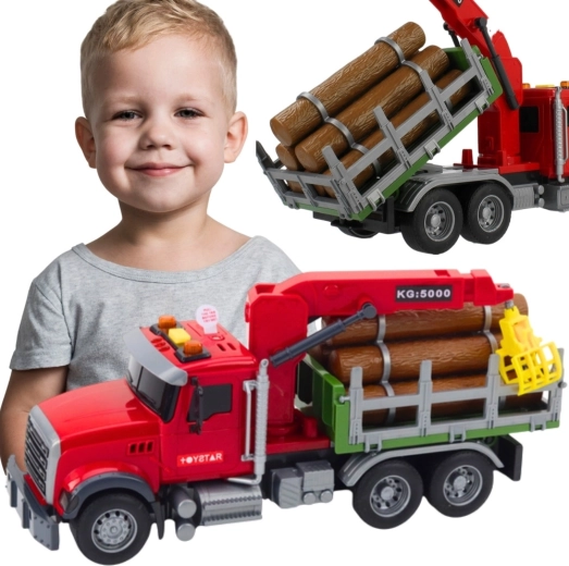 Camion per legname Woopie con gru girevole, luci e suoni
