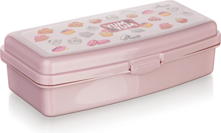 Lunch box rosa YUM con chiusura a clip 20 × 9,5 × 5,5 cm