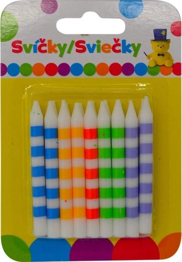 Candeline di compleanno colorate a righe, 18 pz