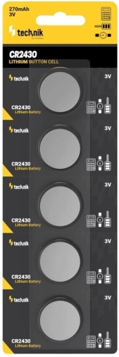 Technik Platinum batteria a bottone al litio CR2430 3V, confezione da 5 pz