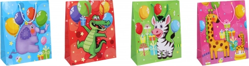 Busta regalo L per bambini 32 × 44 × 11 cm con animaletti