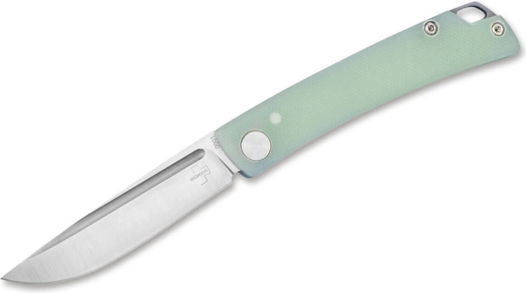 Böker Plus Celos Jade coltello tascabile 6,7 cm, G10 verde chiaro