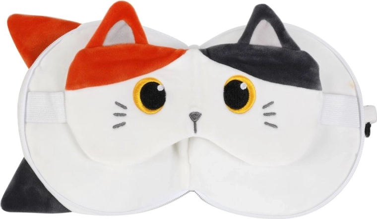 Cuscino da viaggio con mascherina a forma di gatto – Gatto arancione