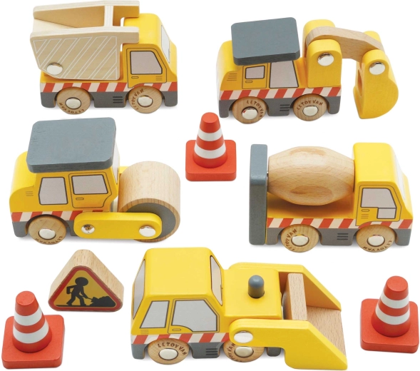 Le Toy Van set in legno di veicoli da cantiere per bambini