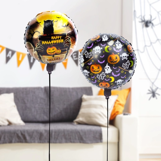 Set di palloncini in foil di Halloween a forma di zucca e lapide – 2 pezzi