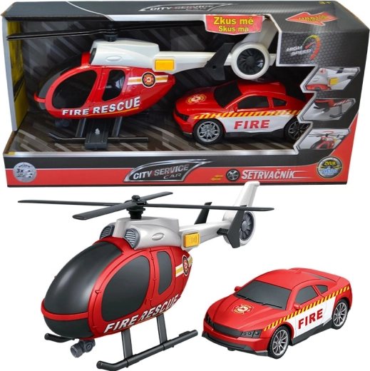 Set dei Vigili del Fuoco elicottero e auto 1:14 CITY SERVICE CAR