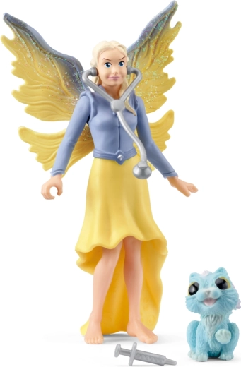 Schleich Bayala cura magica degli animali – elfa Sera e gattino alato, POCKET SET