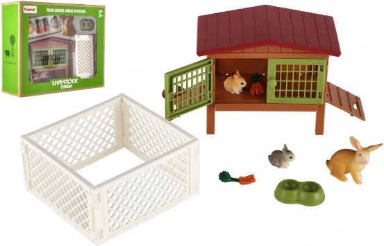 Conigliera con recinto e accessori per bambini