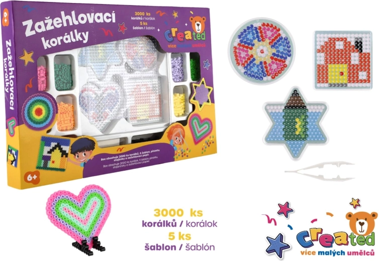 Perline da stirare Created – set creativo 3000 pz + 4 basi e accessori