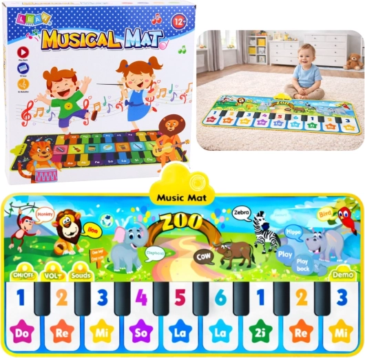 Tappetino musicale interattivo zoo – pianolino per bambini, 10 tasti e 10 melodie