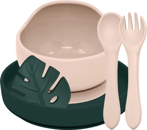 Petite&Mars set pappa in silicone Take&Match 4 pz desert sand / misty green (6m+)