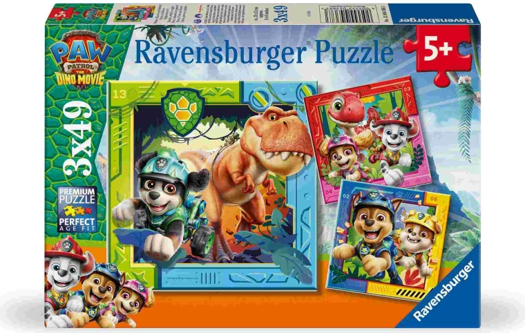Puzzle Ravensburger Paw Patrol: il film dei dinosauri 3x49 pezzi