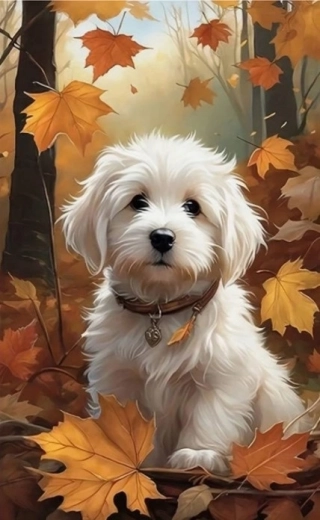 Norimpex Dipingere con i numeri Cagnolino maltese in autunno 40 × 50 cm