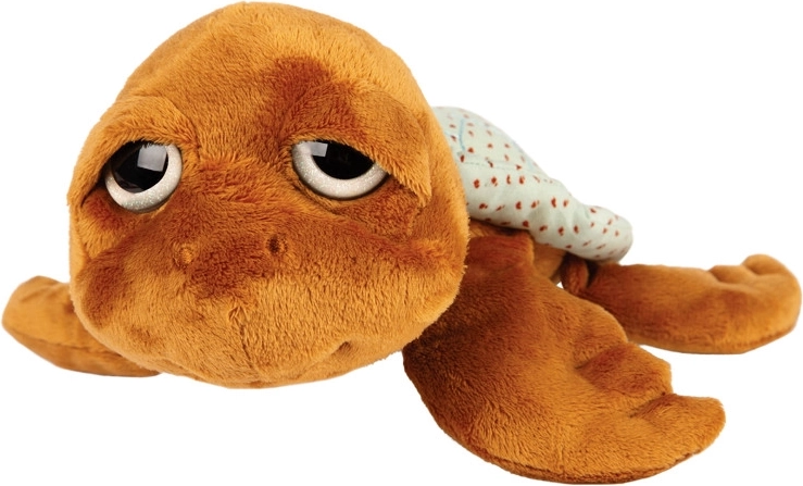 Tartaruga di peluche morbida marrone con guscio verde chiaro