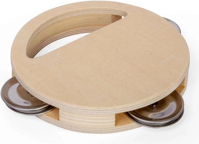 Bigjigs Toys tamburello in legno con 3 sonagli