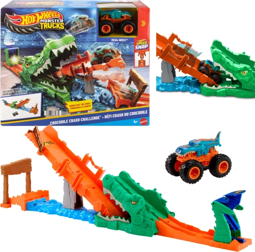Hot Wheels Monster Trucks set acrobatico con coccodrillo con veicolo Mega Wrex