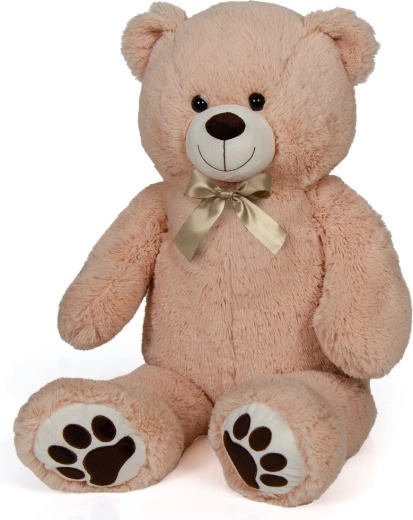 Orsetto di peluche seduto beige con fiocco 60 cm