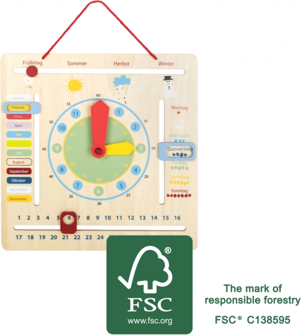 Calendario educativo con orologio per bambini in tedesco
