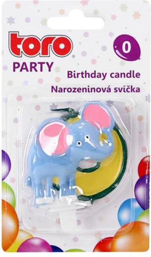 Candela per torta numero 0 con elefante TORO 5 cm