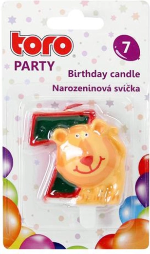 Candela per torta numero 7 con leone TORO 5 cm