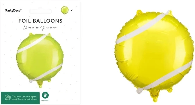 Palloncino in foil a forma di pallina da tennis 35 × 35 cm (mix)