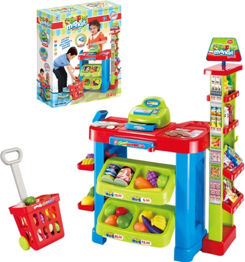 Supermercato per bambini con scanner e carrello della spesa