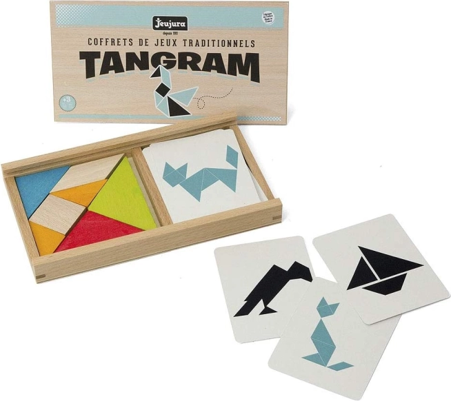 Jeujura tangram con modelli in scatola di legno