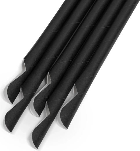 Cannuccia di carta con cucchiaino nera 197 × 8 mm, 150 pezzi