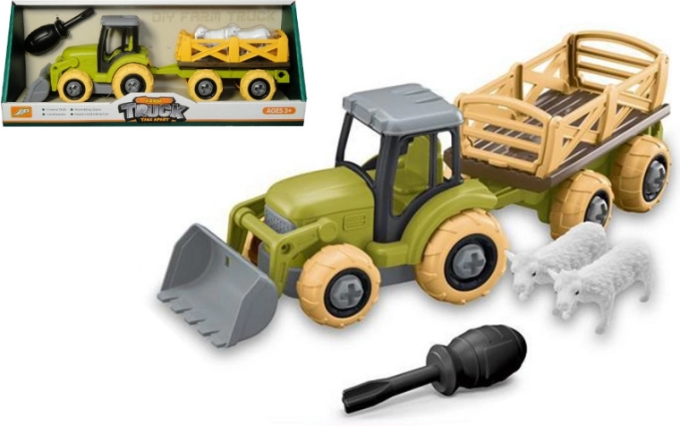 Set agricolo da montare – trattore con rimorchio e animali