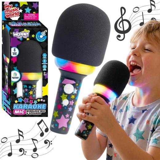 Microfono karaoke wireless Woopie con altoparlante, nero, Bluetooth