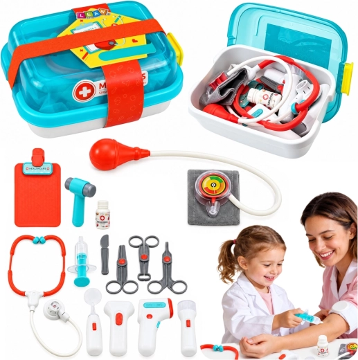Valigetta da dottore per bambini con accessori, luci e suoni (15 pezzi)