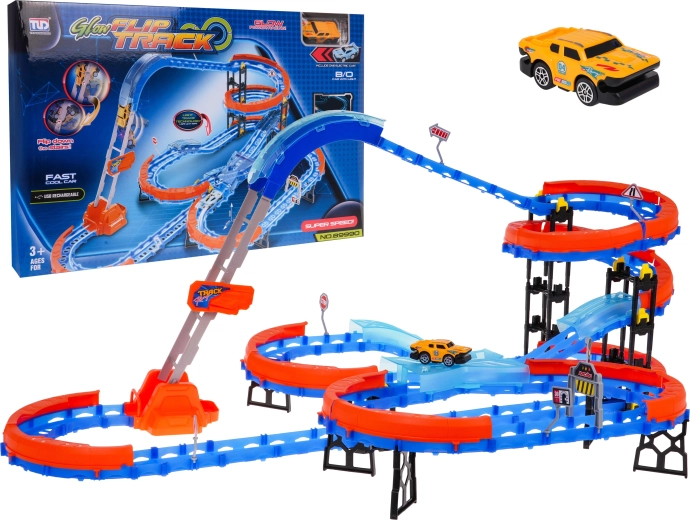 Pista da corsa con scala 90 pezzi con macchinina LED