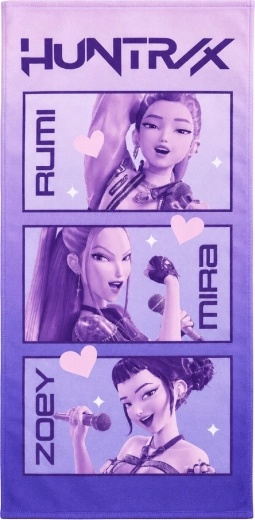 Asciugamano da bagno per bambini ad asciugatura rapida K-Pop Demon Hunters Huntrix 70 × 140 cm, viola