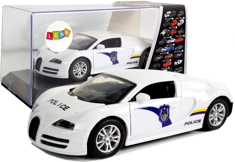 Auto sportiva della polizia con trazione, luci e suoni – bianca