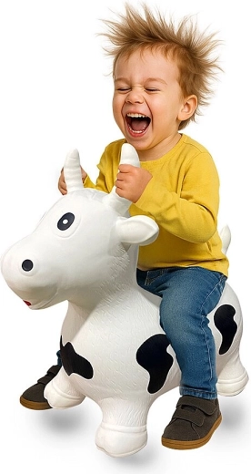 Animaletto cavalcabile a forma di mucca HoppyDoo con pompetta