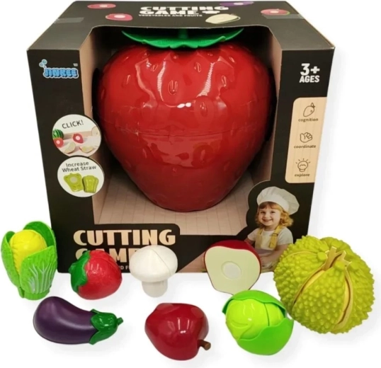 Jinkee set di frutta e verdura da tagliare in scatolina a forma di fragola