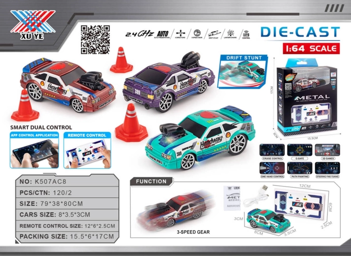 Macchinina RC da drift 1:64 Headway con accessori