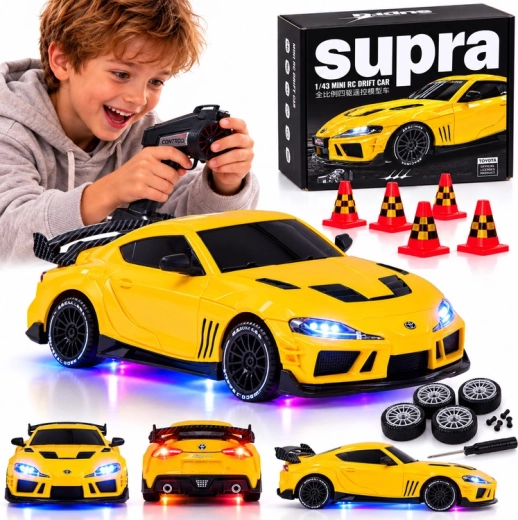 Auto Toyota Supra Drift radiocomandata 1:43 4x4 con illuminazione a LED