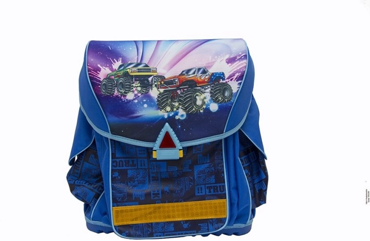 Cartella scolastica Elite ergonomica ed extra leggera blu con auto