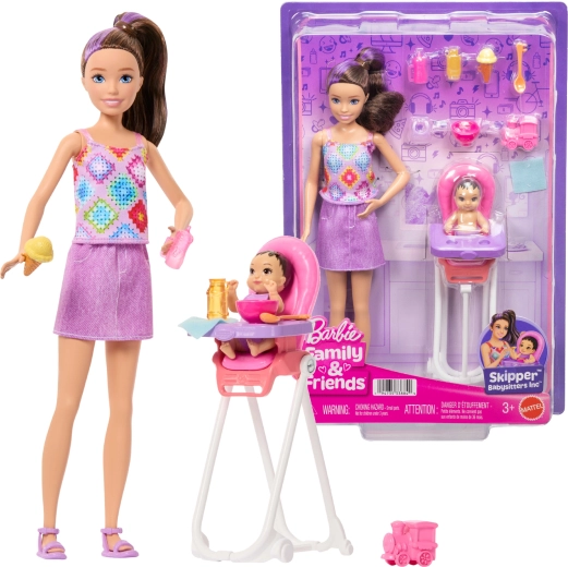 Bambola Barbie Skipper babysitter con bebè e seggiolone