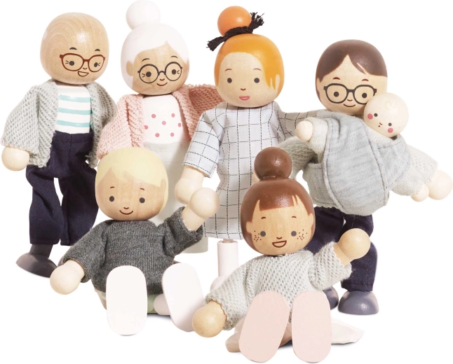 Famiglia di bambole in legno per casa delle bambole Le Toy Van (7 pz)