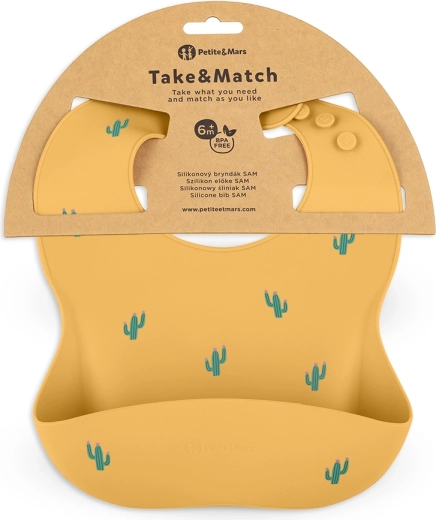 Bavaglino in silicone Petite&Mars Take&Match ocra cactus 6m+