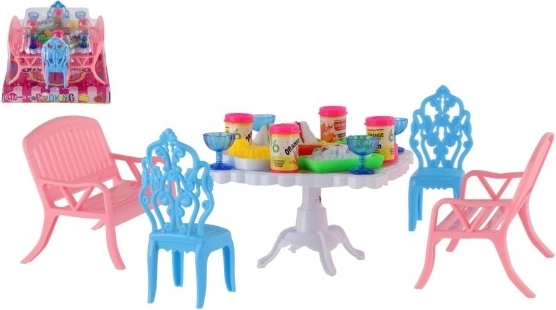 Set di mobili da pranzo per bambole con accessori