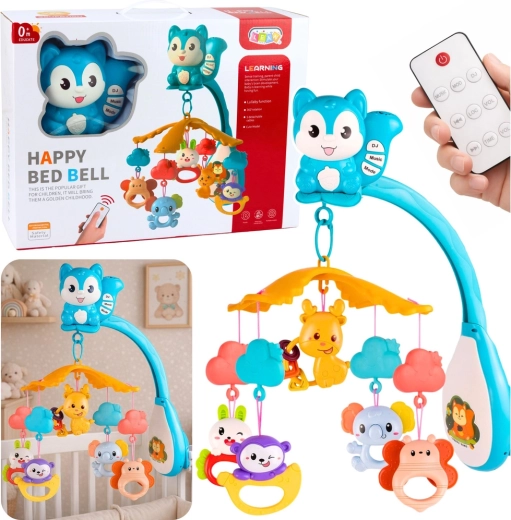 Giostrina per culla con scoiattolo, proiettore e telecomando